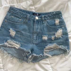 boohoo denim shorts